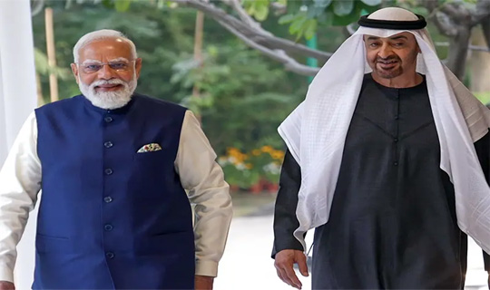 প্রধানমন্ত্রী মোদী ও  আরব আমিরাতের প্রেসিডেন্টের সঙ্গে পশ্চিম এশিয়ার সংঘাত নিয়ে আলোচনা 